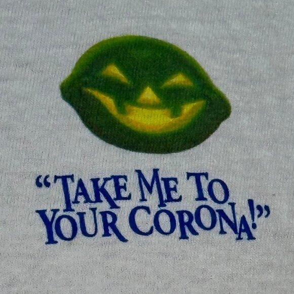 Vintage Y2K Corona Halloween T-Shirt, Lime-O-Lantern Beer Promo Outer Lime Zone - Picture 3 of 5